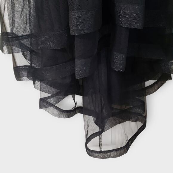 Y2K City Triangles Black Asymmetric Flare Tiered Mesh Halter Dress Sz 1 Goth - Picture 6 of 13